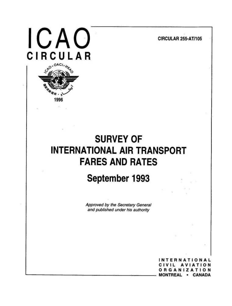 Cir 255 SURVEY OF  INTERNATIONAL AIR TRANSPORT  FARES AND RATES  September 1993