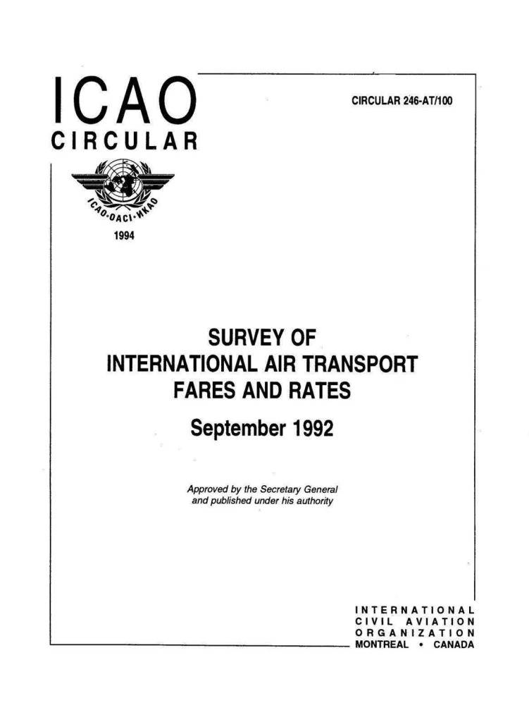 Cir 246 SURVEY OF  INTERNATIONAL AIR TRANSPORT  FARES AND RATES  September 1992