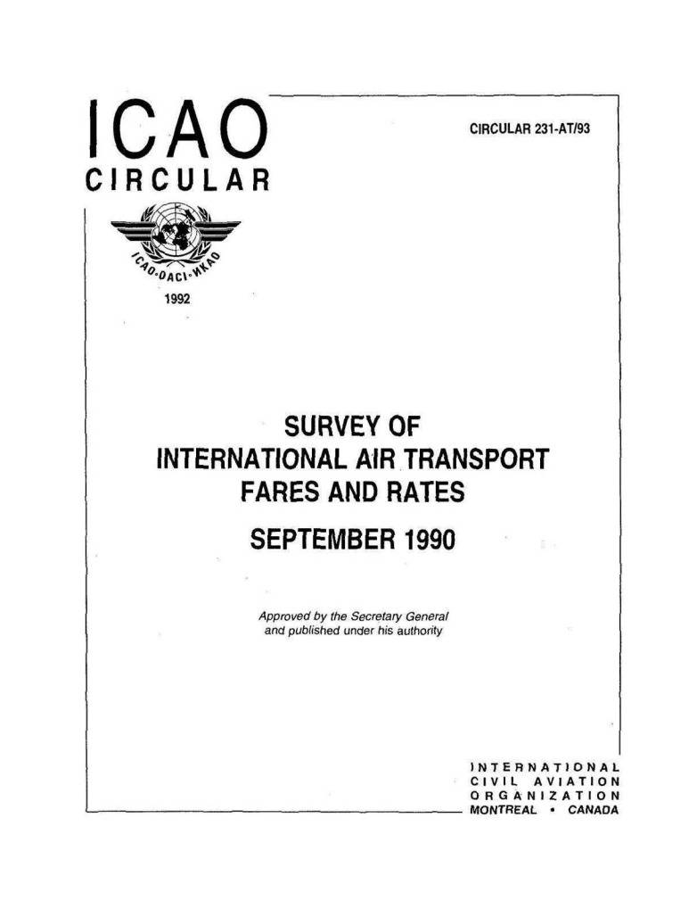 CIRCULAR 231 SURVEY OF  INTERNATIONAL AIR TRANSPORT  FARES AND RATES  SEPTEMBER 1990