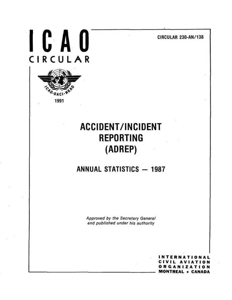 Cir 230 ACCIDENTIINCIDENT  REPORTING  (ADREP)  ANNUAL STATISTICS - 1987