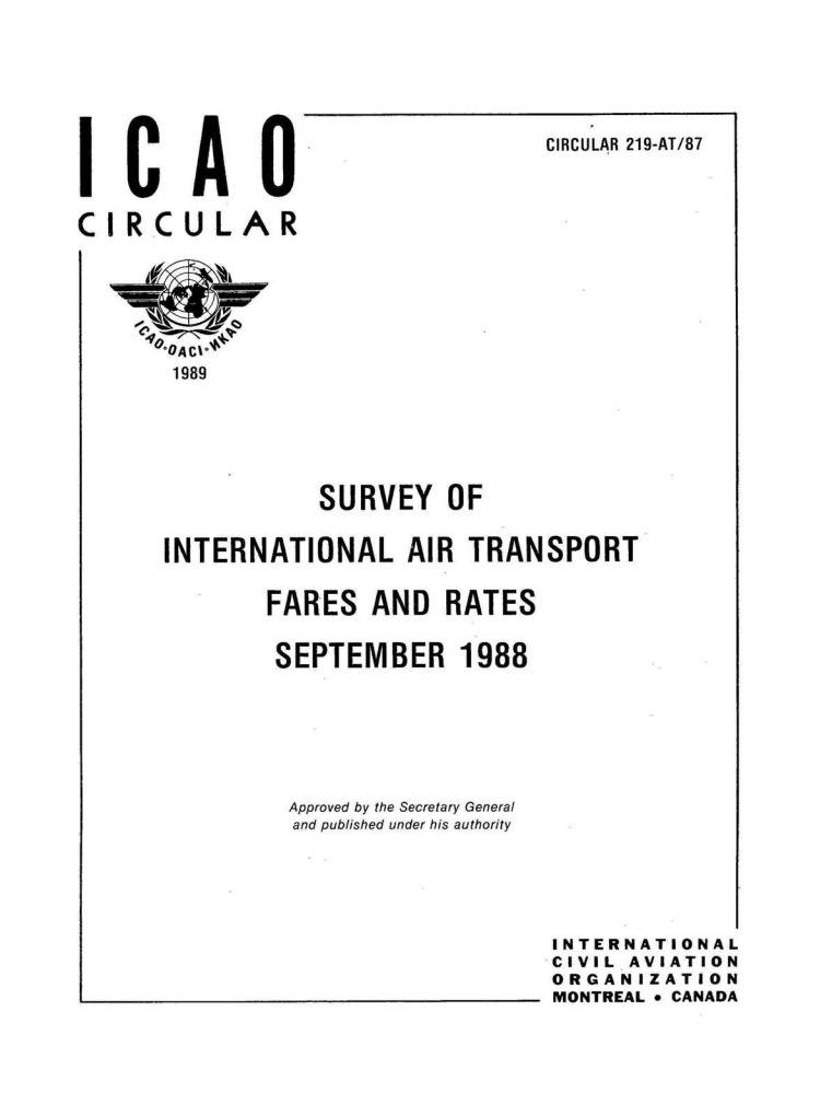 Cir 219 SURVEY OF  INTERNATIONAL AIR TRANSPORT  FARES AND RATES  SEPTEMBER 1988