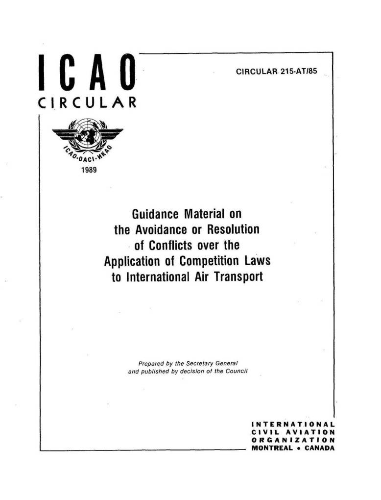 Cir 215 Guidance Material on  the Avoidance or Resolution  of Conflicts over the  Application of Competition Laws  to International Air Transport