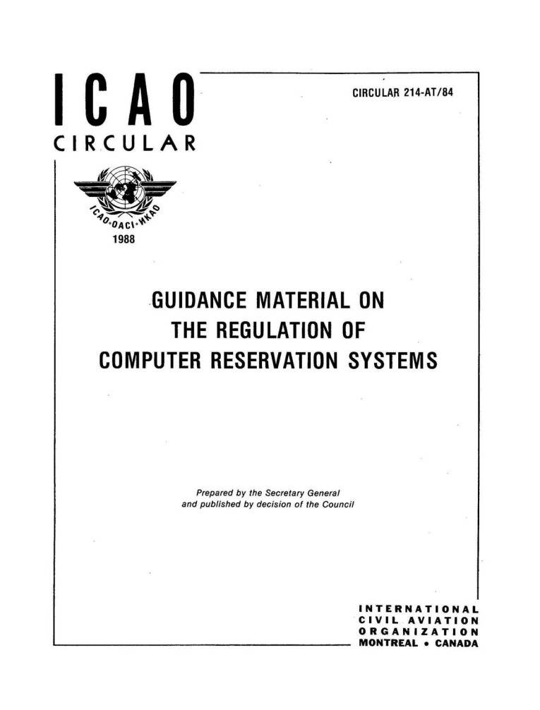 Сir 214 GUIDANCE MATERIAL ON  THE REGULATION OF  COMPUTER RESERVATION SYSTEMS