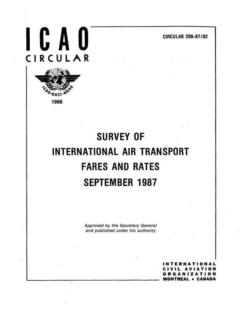 Cir 208 SURVEY OF  INTERNATIONAL AIR TRANSPORT  FARES AND RATES  SEPTEMBER 1987