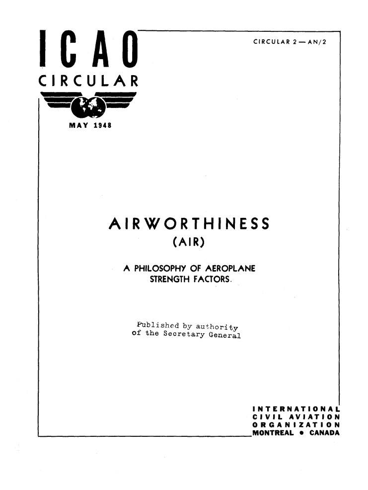 Cir 2 AIRWORTHINESS  (AIR)  A PHILOSOPHY OF AEROPLANE  STRENGTH FACTORS.