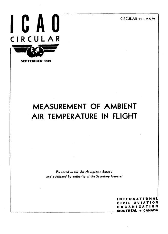 Cir 11 MEASUREMENT OF AMBIENT  AIR TEMPERATURE IN FLIGHT