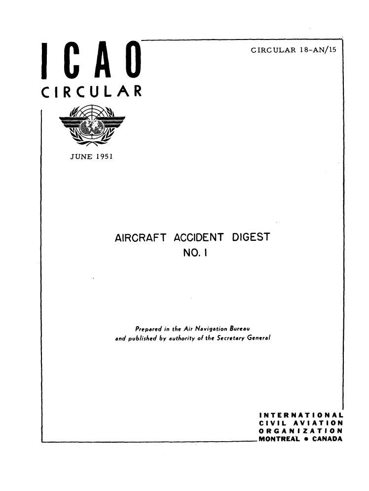 Cir 18 AIRCRAFT ACCIDENT DIGEST  NO. I