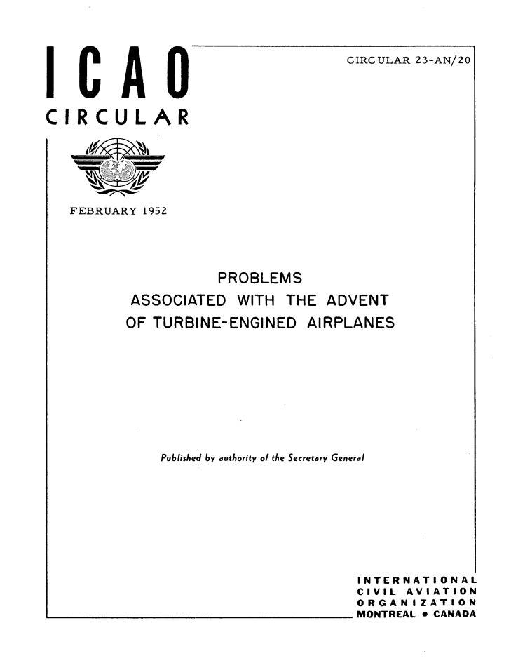 Cir 23 PROBLEMS  ASSOCIATED WITH THE ADVENT  OF TURBINE-ENGINED AIRPLANES