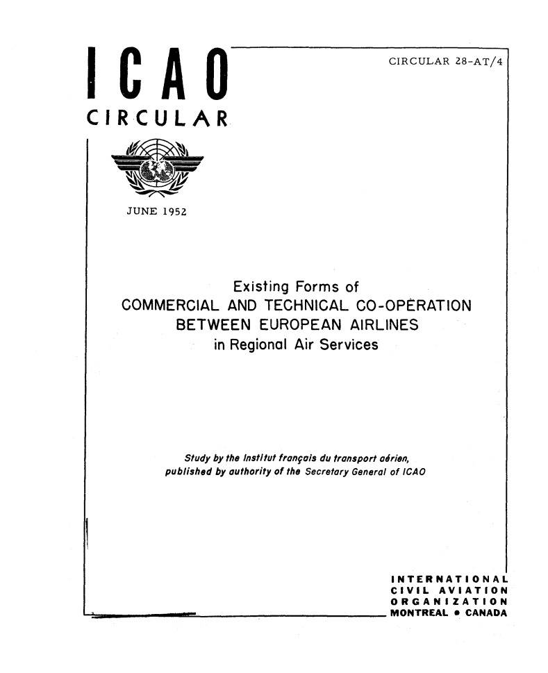 Cir 28 Existing Forms Of  Commercial And Technical Co-Operation  Between European Airlines  In Regional Air Services