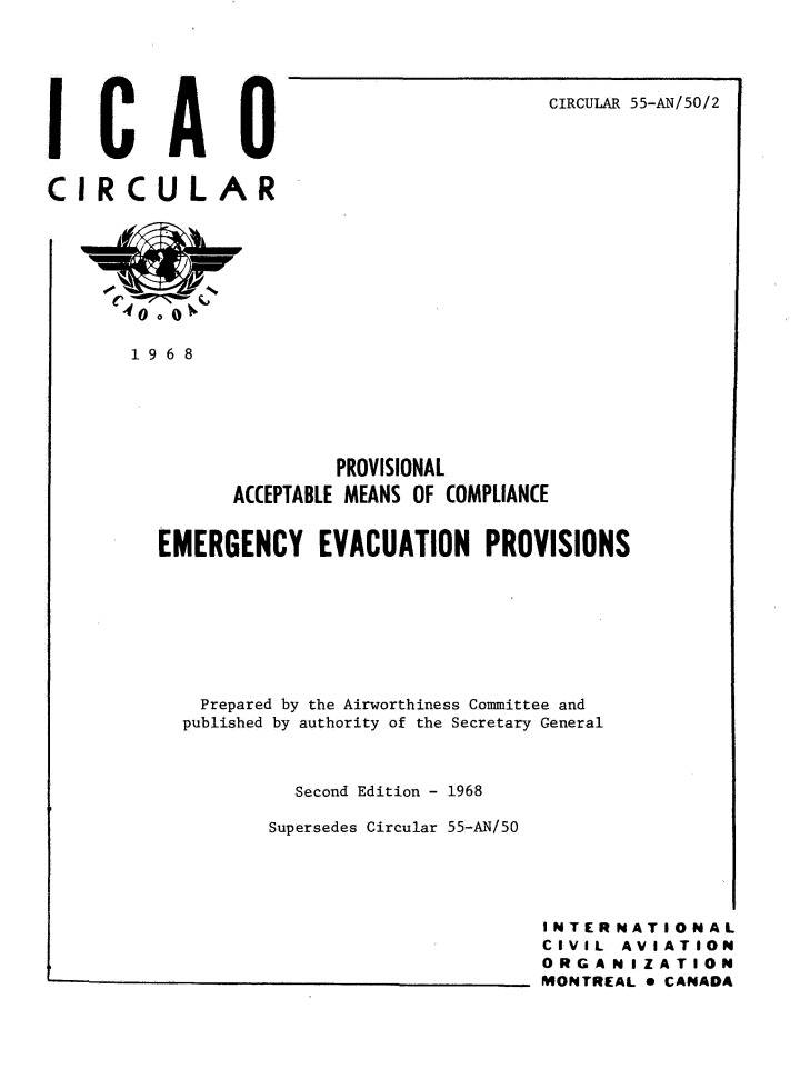 Сir 55 PROVISIONAL  ACCEPTABLE MEANS OF COMPLIANCE  EMERGENCY EVACUATION PROVISIONS