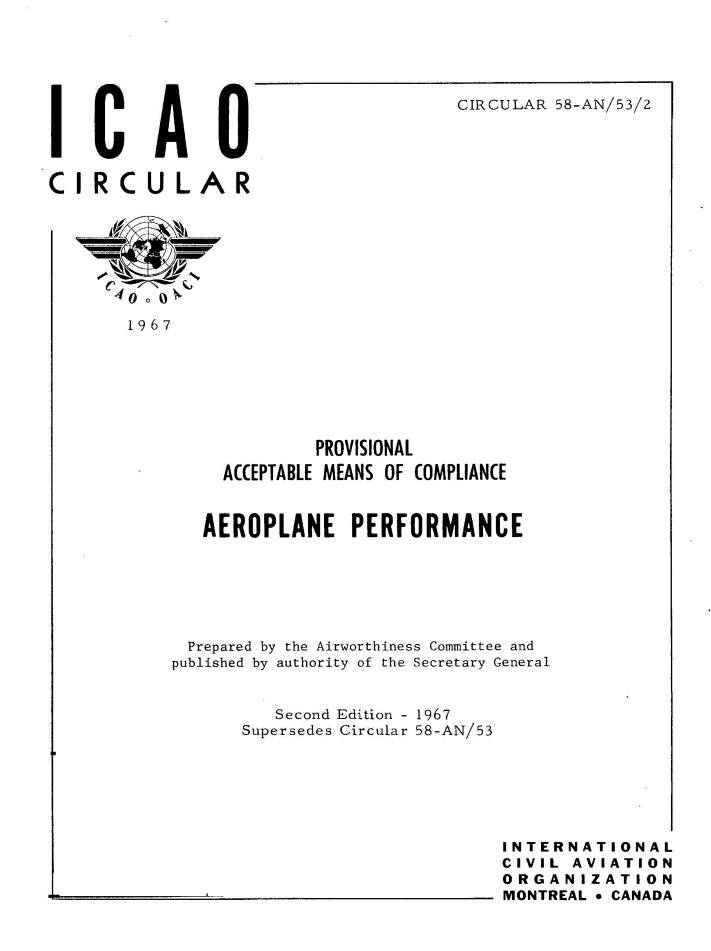 Cir 58 PROVISIONAL  ACCEPTABLE MEANS OF COMPLIANCE  AEROPLANE PERFORMANCE