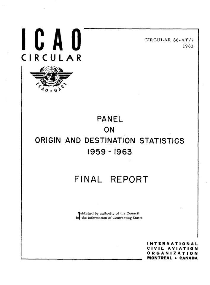 Сir 66 PANEL  ORIGIN AND  ON  DESTINATION STATISTICS  1959 - 1963