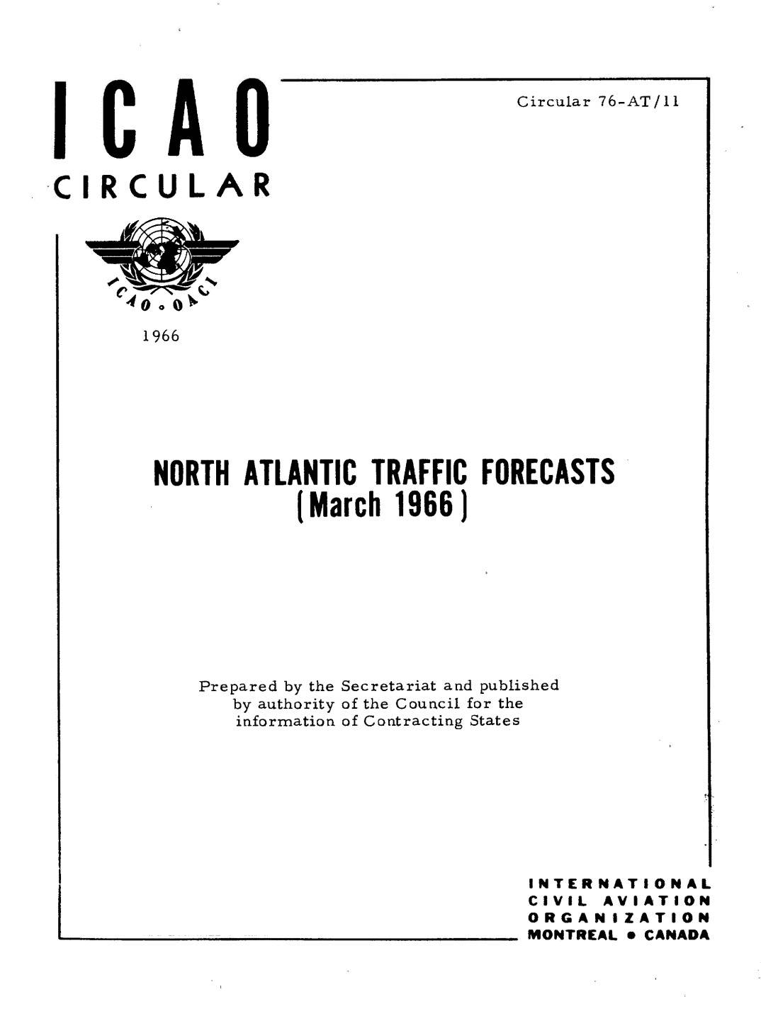 Cir 76 NORTH ATLANTIC TRAFFIC FORECASTS  (March 1966)