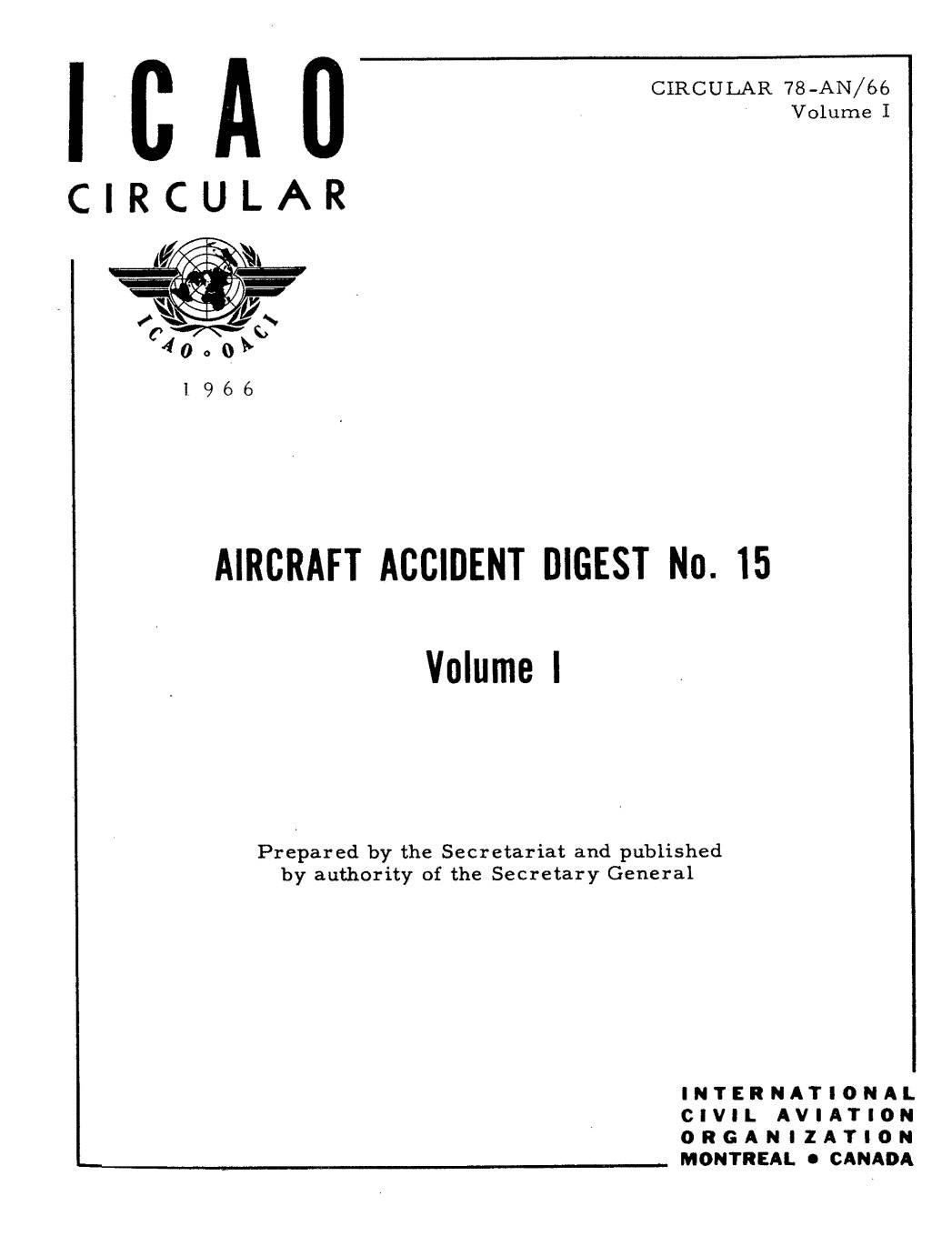 Cir 78 AIRCRAFT ACCIDENT DIGEST No. 15  Volume I