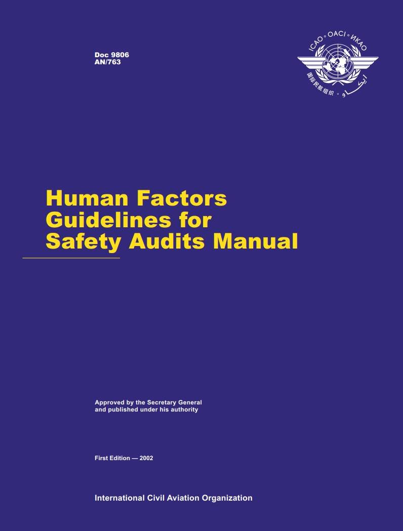 Doc 9806 Human Factors Guidelines For Safety Audits Manual