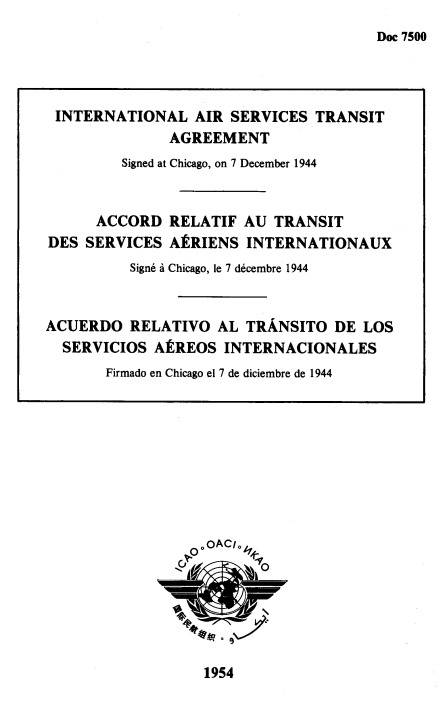 Doc 7500 International air services transit agreement