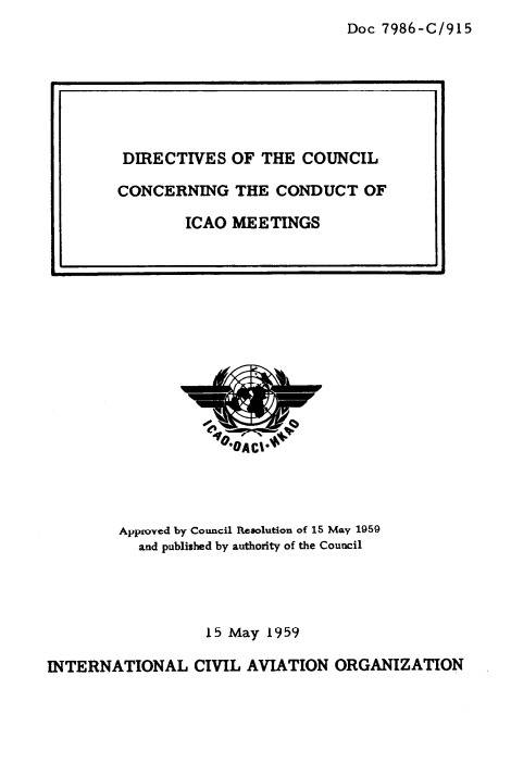 Doc 7986 Directives of the council concerning the conduct of ICAO meetings